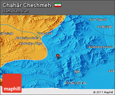 Political 3D Map of Chahār Cheshmeh