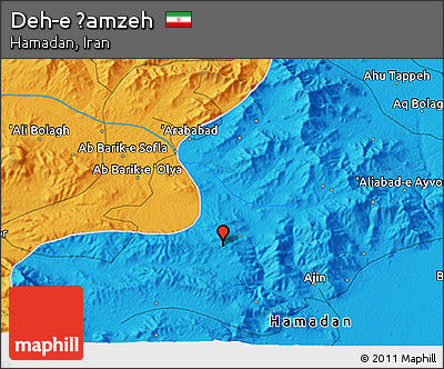 Political 3D Map of Deh-e Ḩamzeh