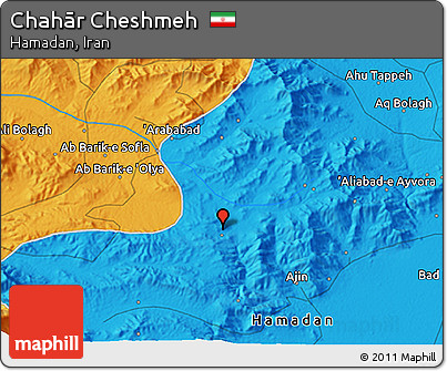 Political 3D Map of Chahār Cheshmeh