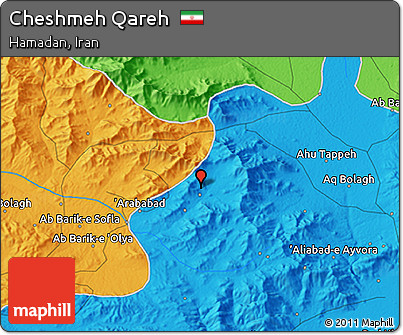 Political 3D Map of Cheshmeh Qareh