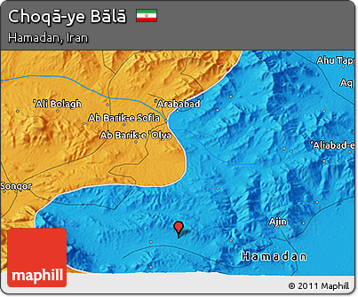 Political 3D Map of Choqā-ye Bālā