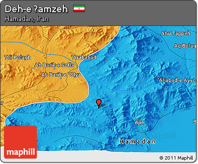Political 3D Map of Deh-e Ḩamzeh