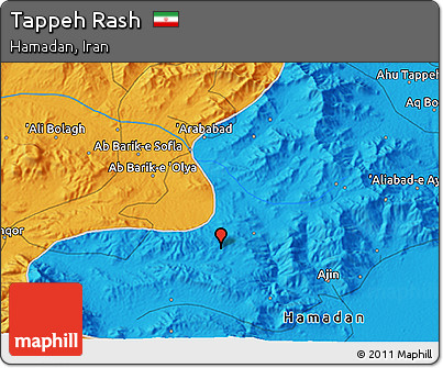 Political 3D Map of Tappeh Rash