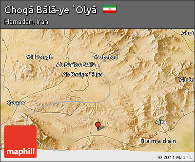 Satellite 3D Map of Choqā Bālā-ye `Olyā