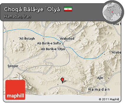 Shaded Relief 3D Map of Choqā Bālā-ye `Olyā