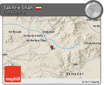 Shaded Relief 3D Map of Takht-e Shāh