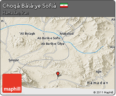 Shaded Relief 3D Map of Choqā Bālā-ye Soflá