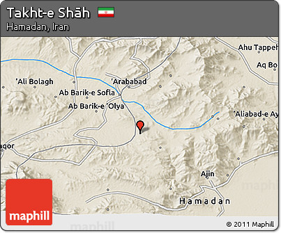 Shaded Relief 3D Map of Takht-e Shāh