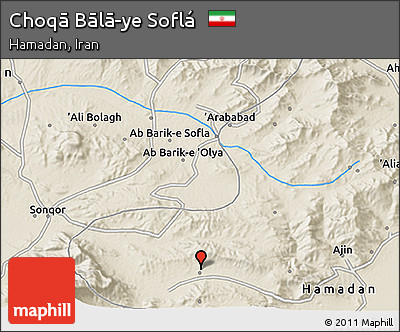 Shaded Relief 3D Map of Choqā Bālā-ye Soflá