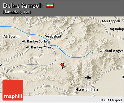 Shaded Relief 3D Map of Deh-e Ḩamzeh