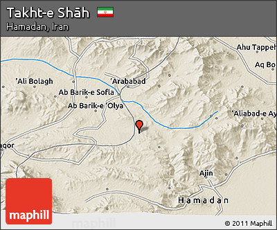 Shaded Relief 3D Map of Takht-e Shāh