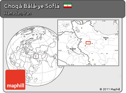 Blank Location Map of Choqā Bālā-ye Soflá
