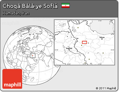 Blank Location Map of Choqā Bālā-ye Soflá