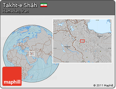 Gray Location Map of Takht-e Shāh, hill shading