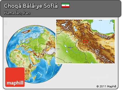 Physical Location Map of Choqā Bālā-ye Soflá