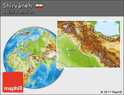 Physical Location Map of Shīrvāneh