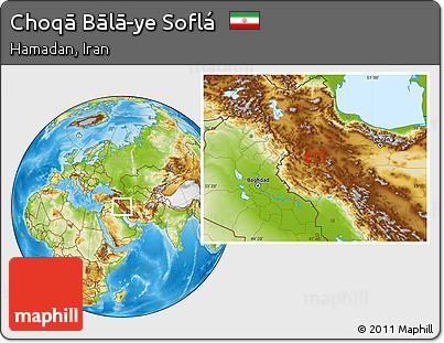 Physical Location Map of Choqā Bālā-ye Soflá