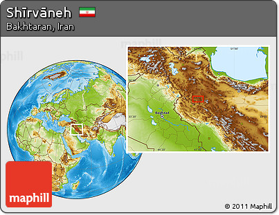 Physical Location Map of Shīrvāneh
