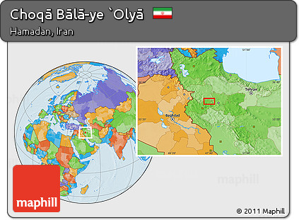 Political Location Map of Choqā Bālā-ye `Olyā