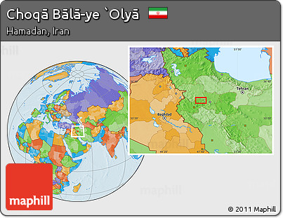 Political Location Map of Choqā Bālā-ye `Olyā