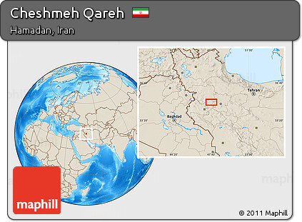 Shaded Relief Location Map of Cheshmeh Qareh