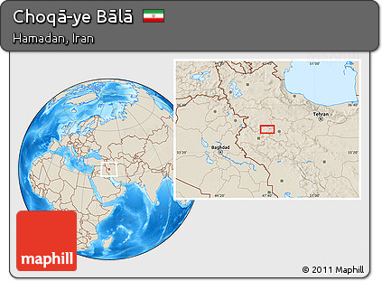 Shaded Relief Location Map of Choqā-ye Bālā