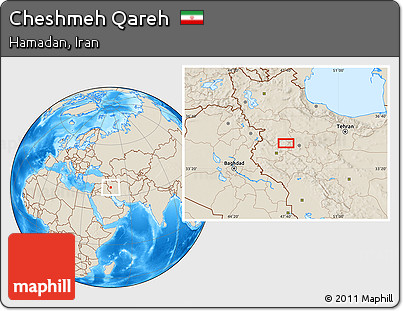 Shaded Relief Location Map of Cheshmeh Qareh