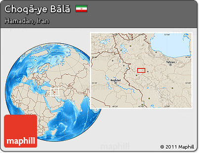 Shaded Relief Location Map of Choqā-ye Bālā