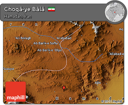 Physical Map of Choqā-ye Bālā