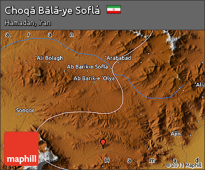 Physical Map of Choqā Bālā-ye Soflá