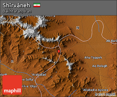 Physical Map of Shīrvāneh