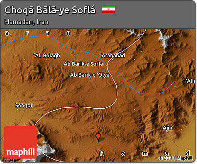 Physical Map of Choqā Bālā-ye Soflá