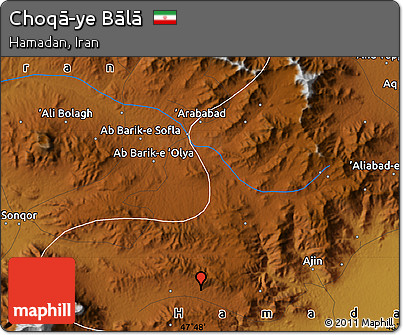 Physical Map of Choqā-ye Bālā