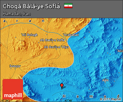 Political Map of Choqā Bālā-ye Soflá