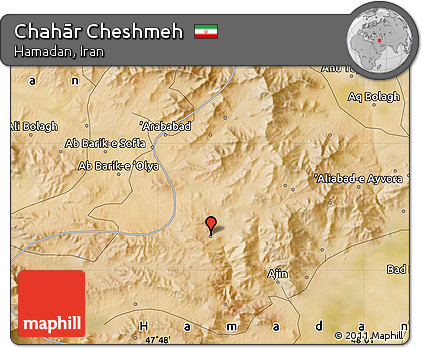 Satellite Map of Chahār Cheshmeh