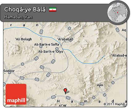 Shaded Relief Map of Choqā-ye Bālā