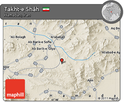 Shaded Relief Map of Takht-e Shāh