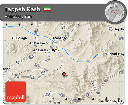 Shaded Relief Map of Tappeh Rash
