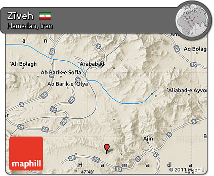 Shaded Relief Map of Zīveh