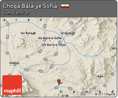Shaded Relief Map of Choqā Bālā-ye Soflá