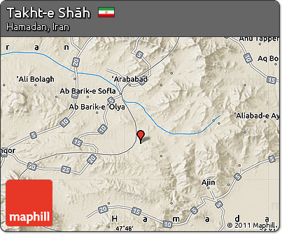 Shaded Relief Map of Takht-e Shāh