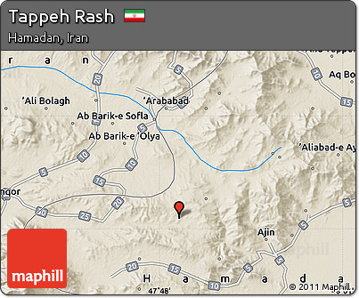 Shaded Relief Map of Tappeh Rash