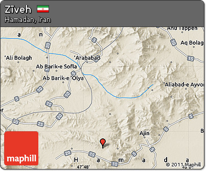 Shaded Relief Map of Zīveh