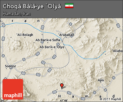 Shaded Relief Map of Choqā Bālā-ye `Olyā