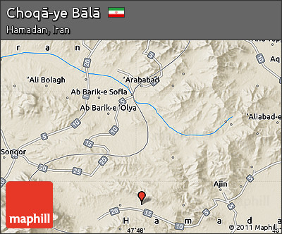 Shaded Relief Map of Choqā-ye Bālā