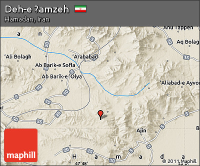 Shaded Relief Map of Deh-e Ḩamzeh