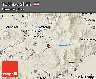 Shaded Relief Map of Takht-e Shāh