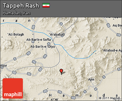 Shaded Relief Map of Tappeh Rash