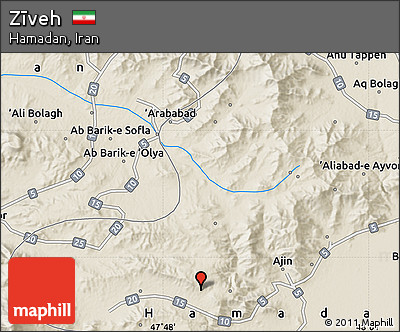 Shaded Relief Map of Zīveh