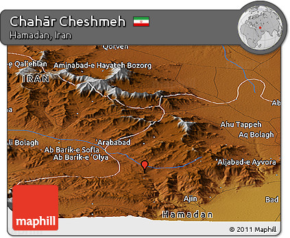 Physical Panoramic Map of Chahār Cheshmeh